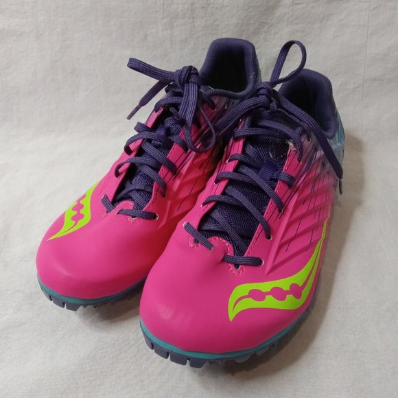 Saucony Shoes - Saucony Women's Size 8 Spitfire 5 Pink Running Shoes Cleat Track Used Very Good